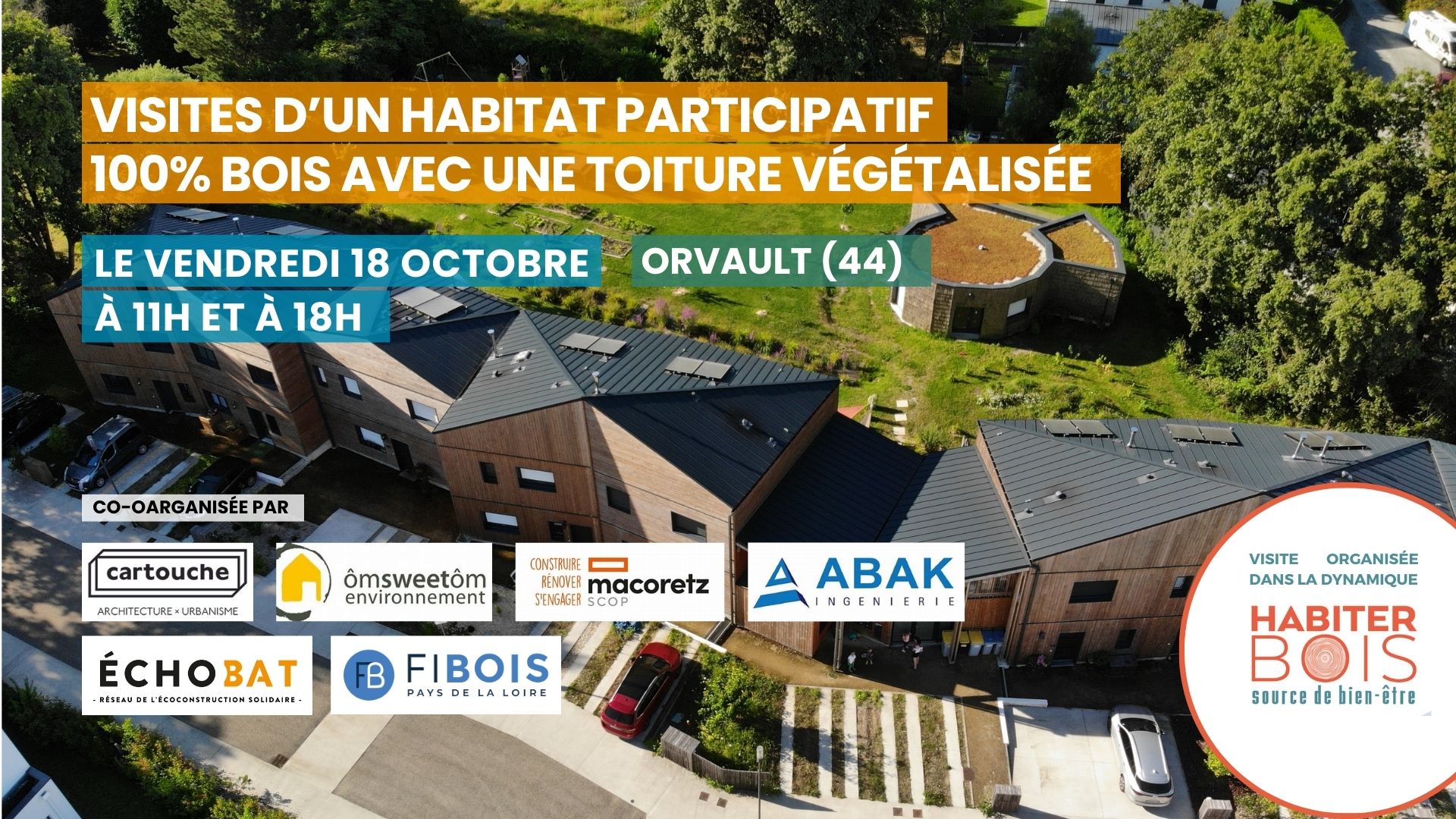 Visites d'un habitat participatif 100% bois avec une toiture végétalisée à Orvault (44)